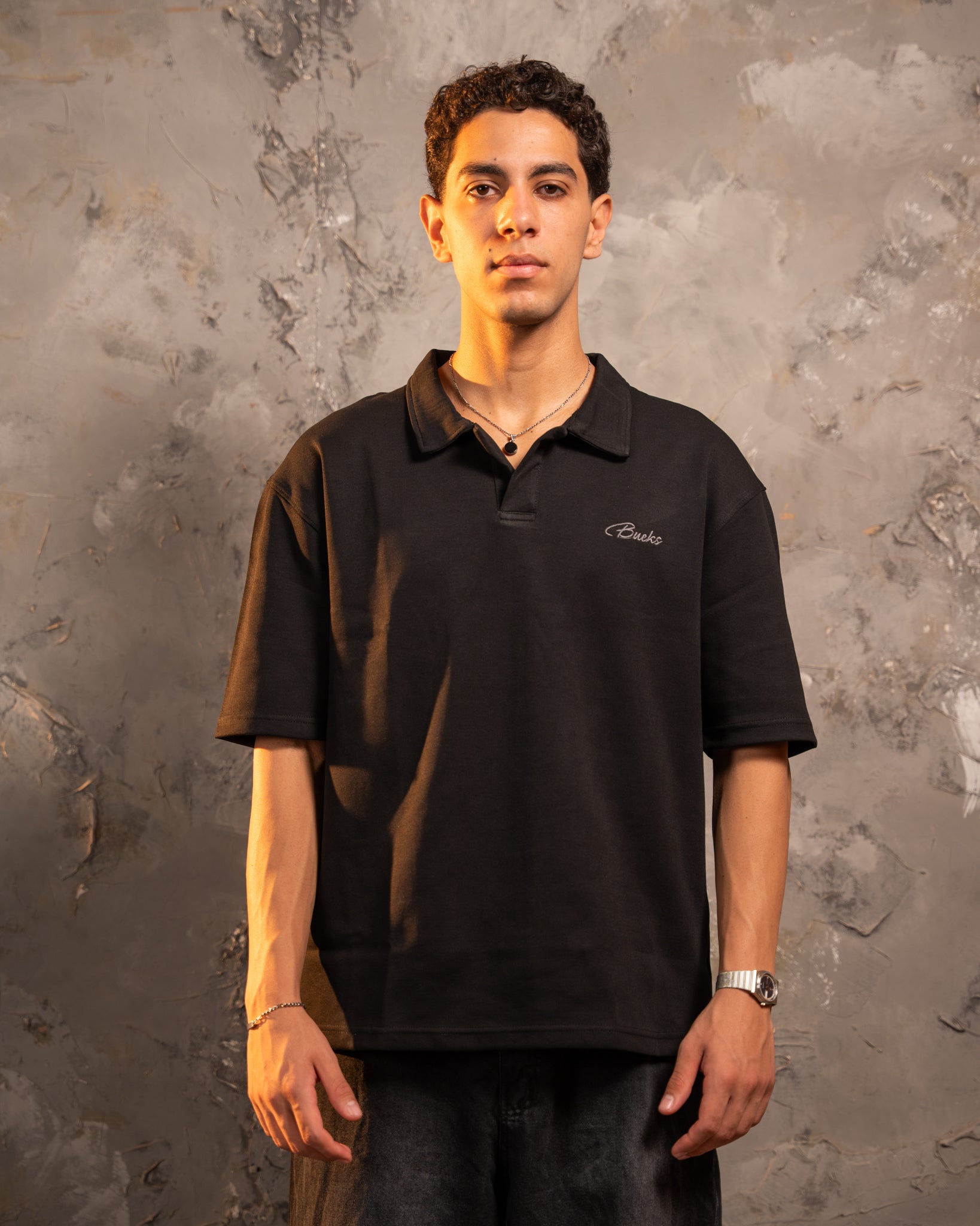 Black Relaxed Fit Polo
