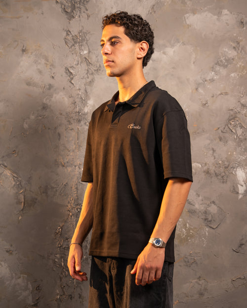 Black Relaxed Fit Polo