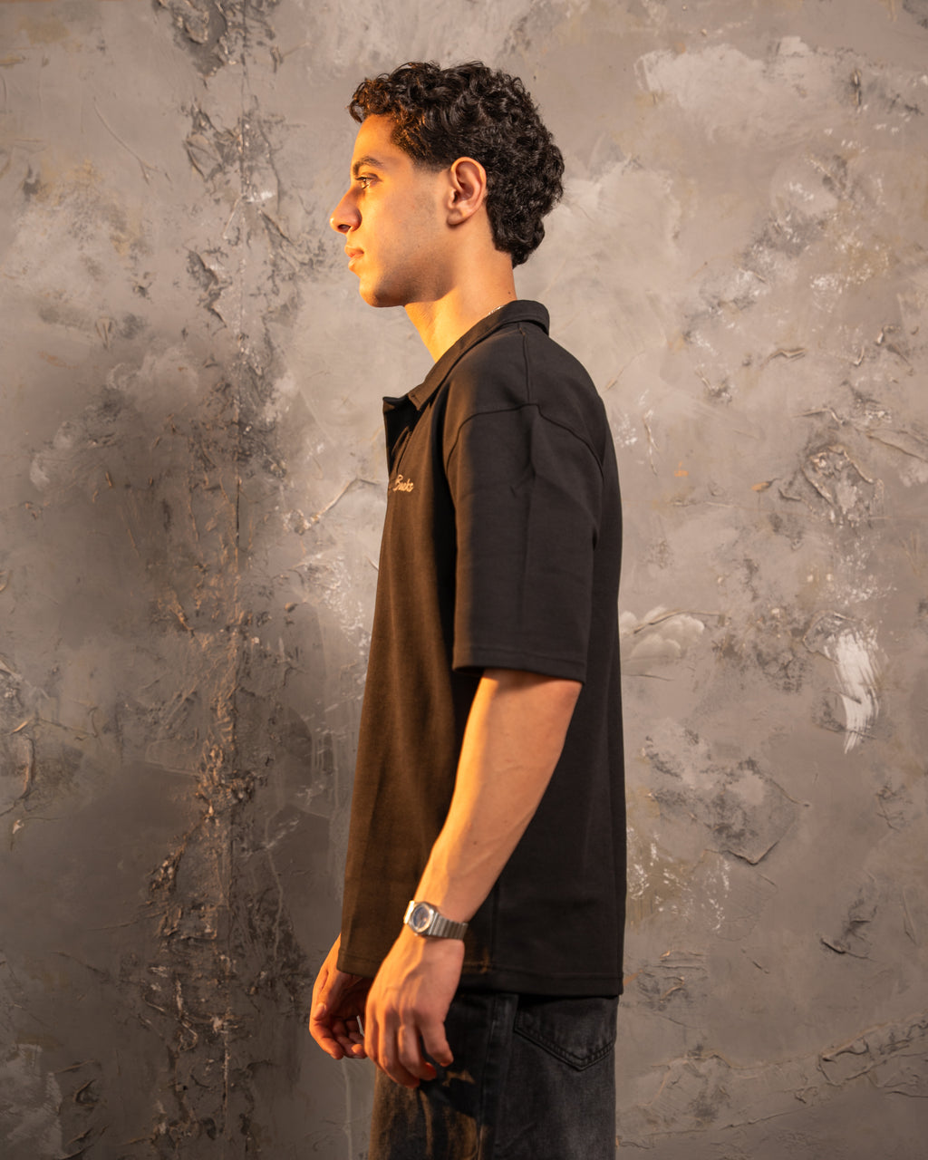 Black Relaxed Fit Polo