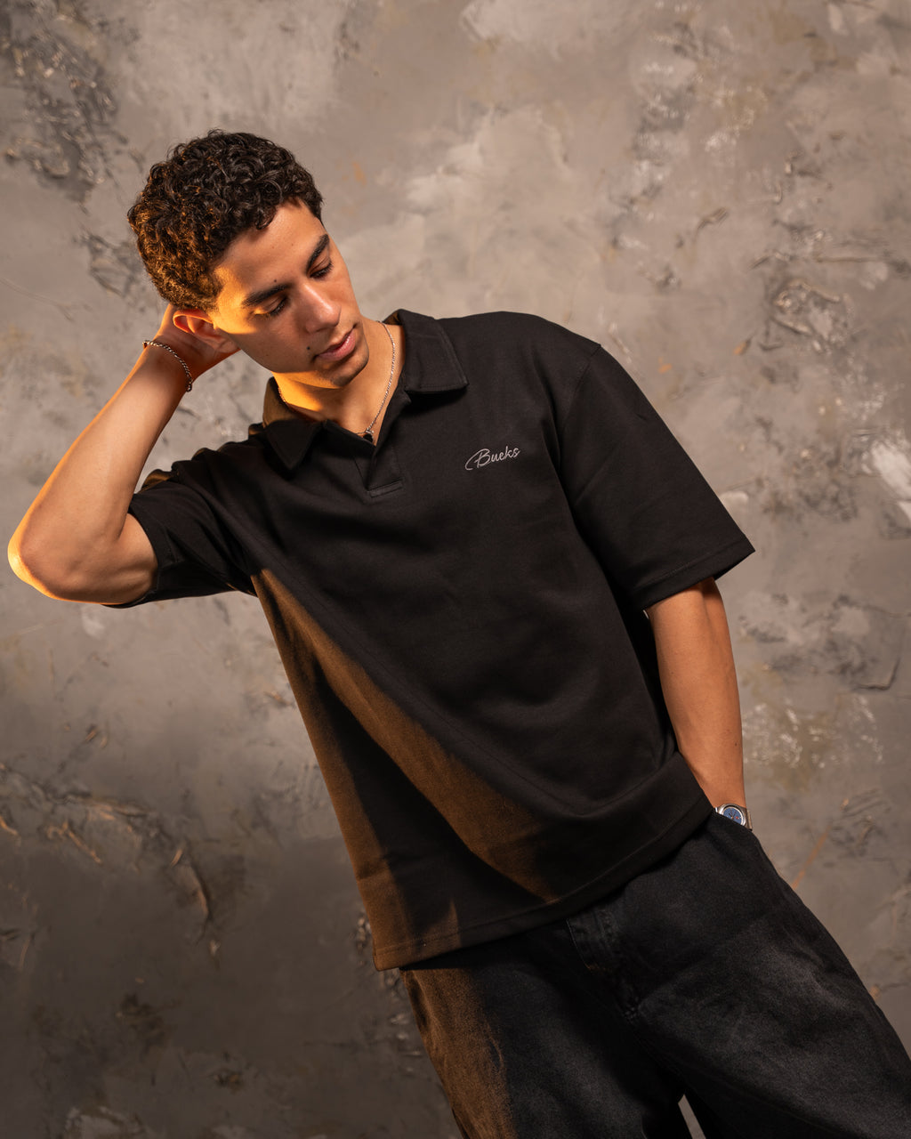 Black Relaxed Fit Polo