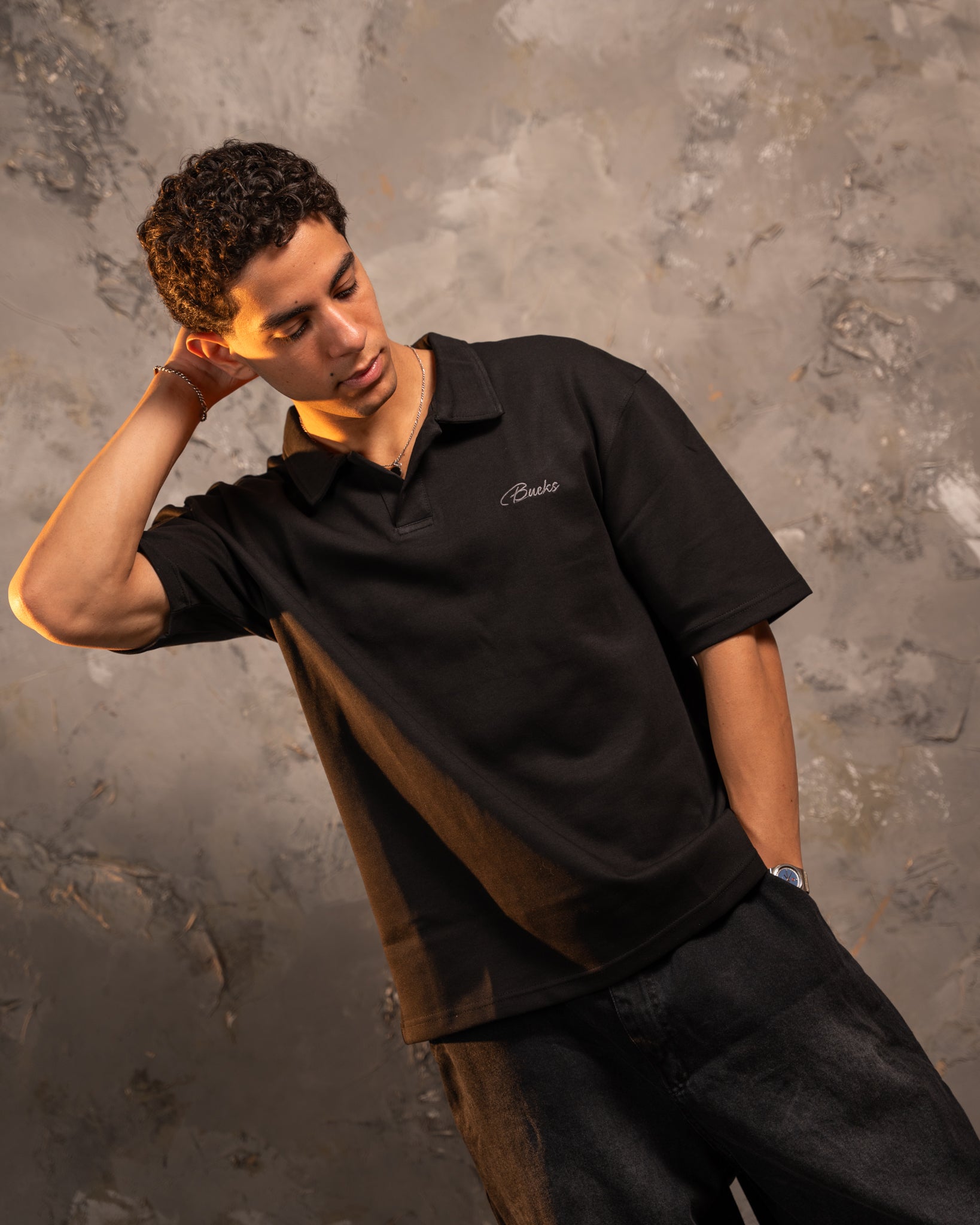 Black Relaxed Fit Polo