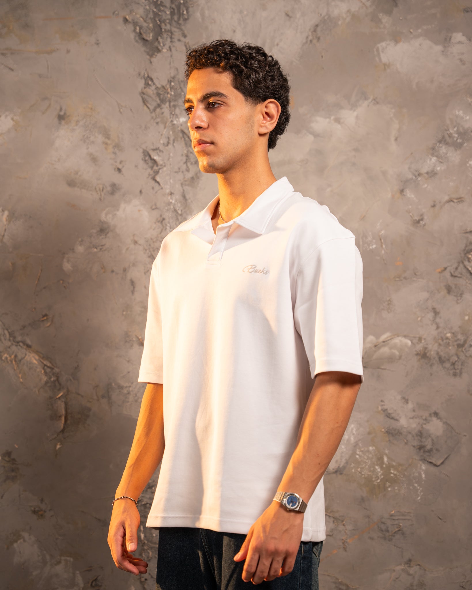 White Relaxed Fit Polo
