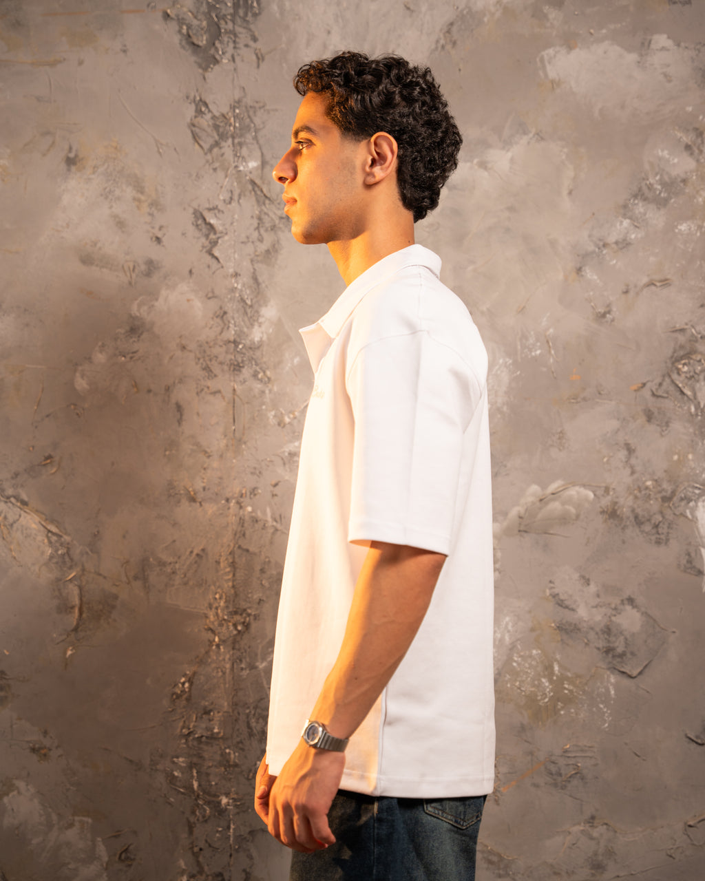 White Relaxed Fit Polo