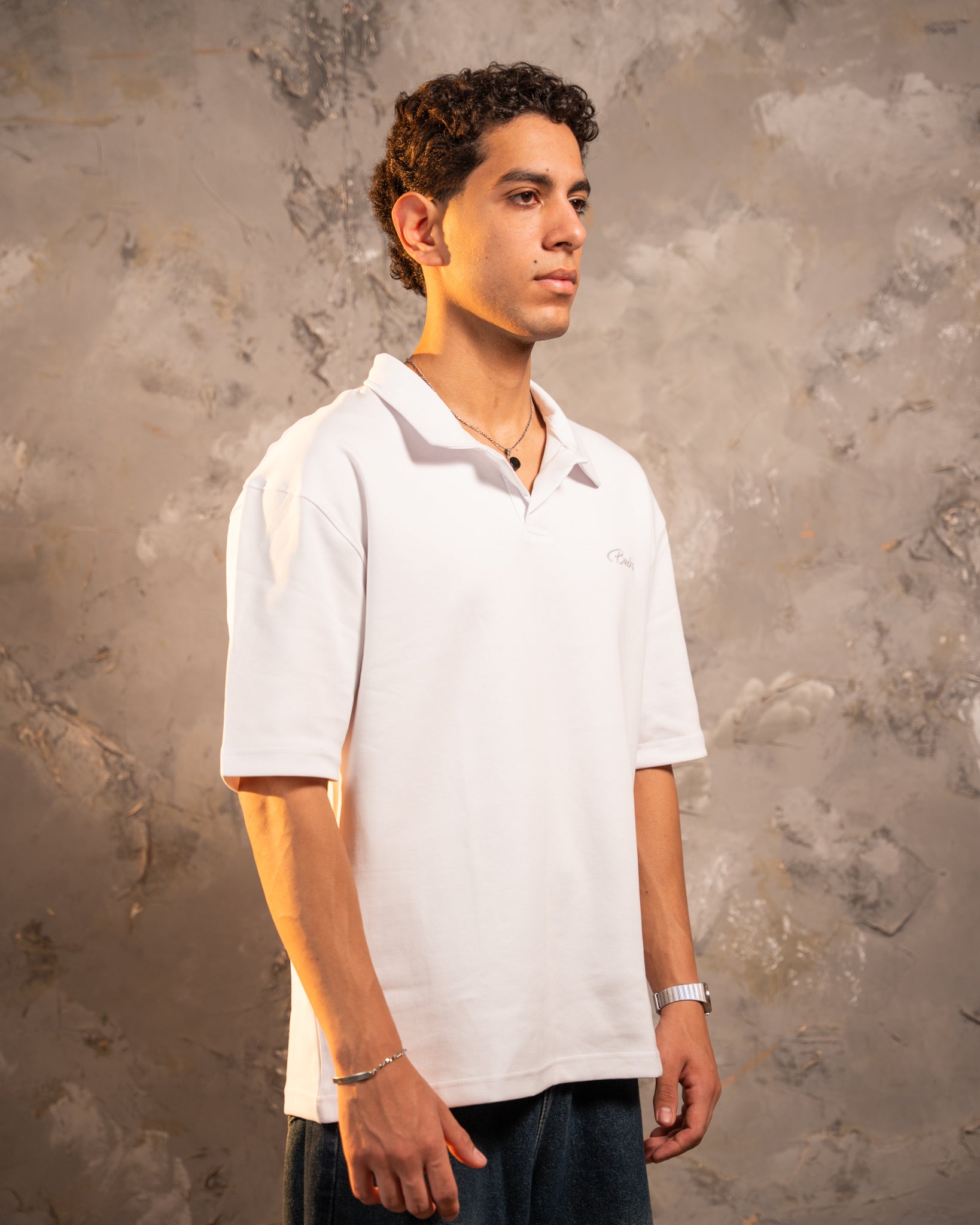 White Relaxed Fit Polo