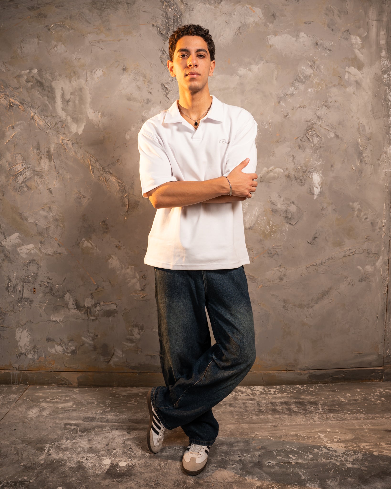 White Relaxed Fit Polo