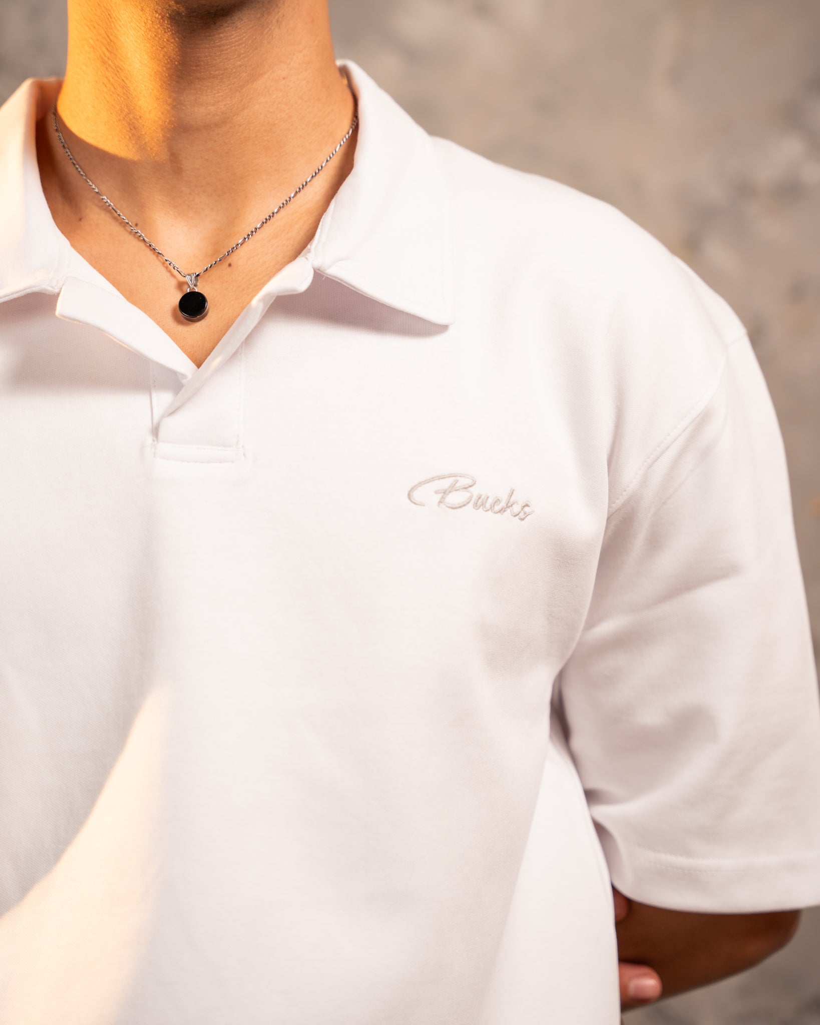 White Relaxed Fit Polo