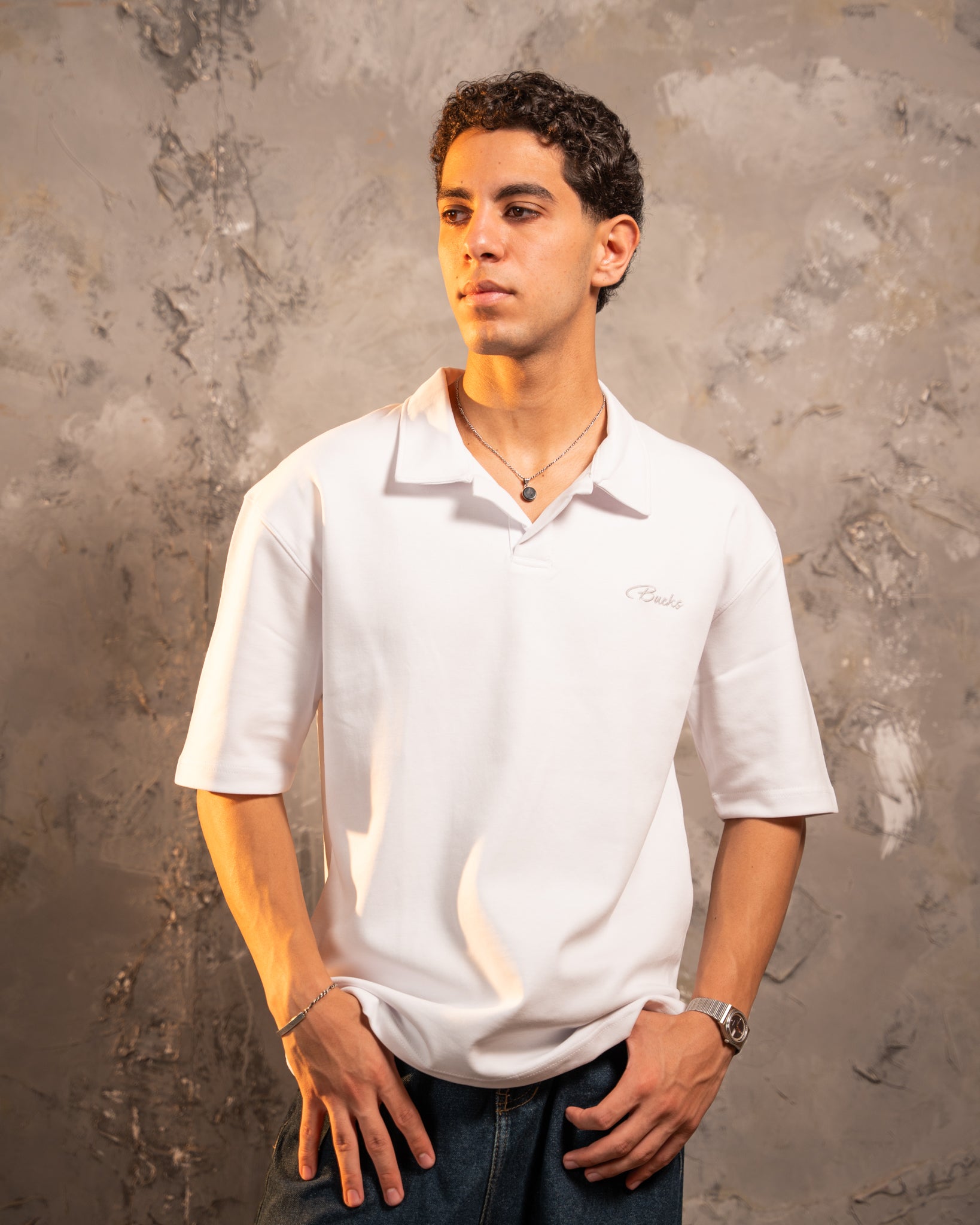White Relaxed Fit Polo