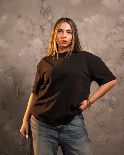 Black Relaxed Fit Basic Tee