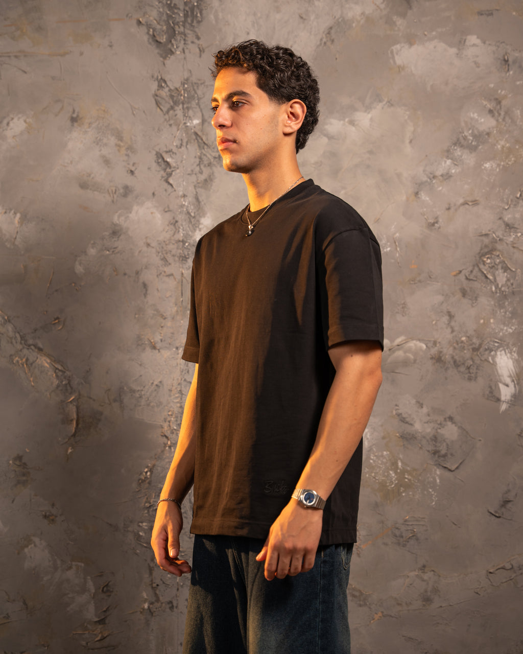 Black Relaxed Fit Basic Tee