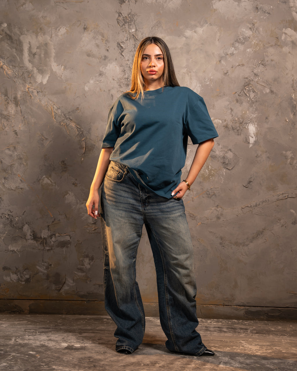 Blue Relaxed Fit Basic Tee