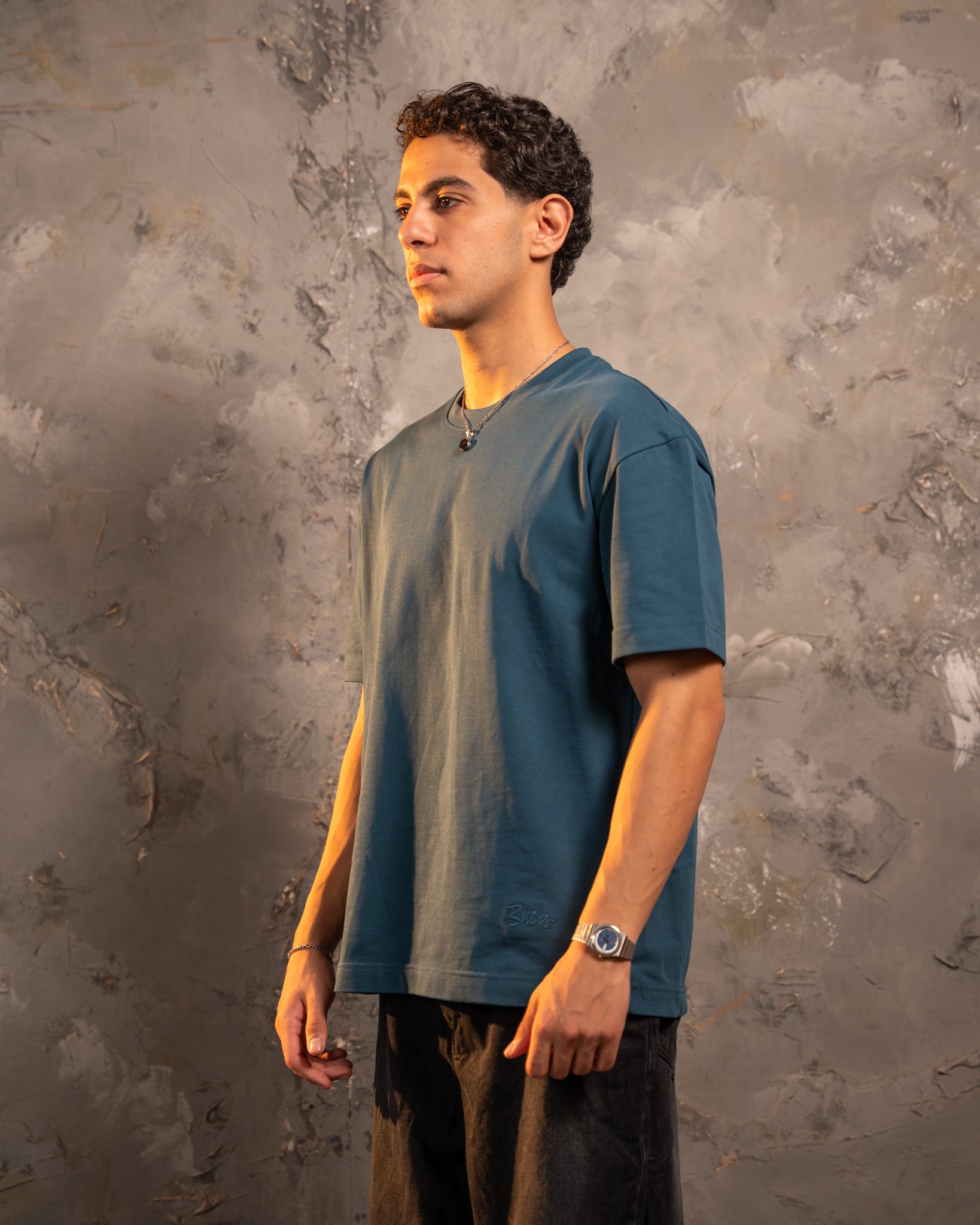 Blue Relaxed Fit Basic Tee