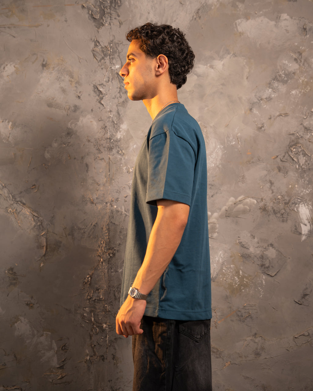 Blue Relaxed Fit Basic Tee