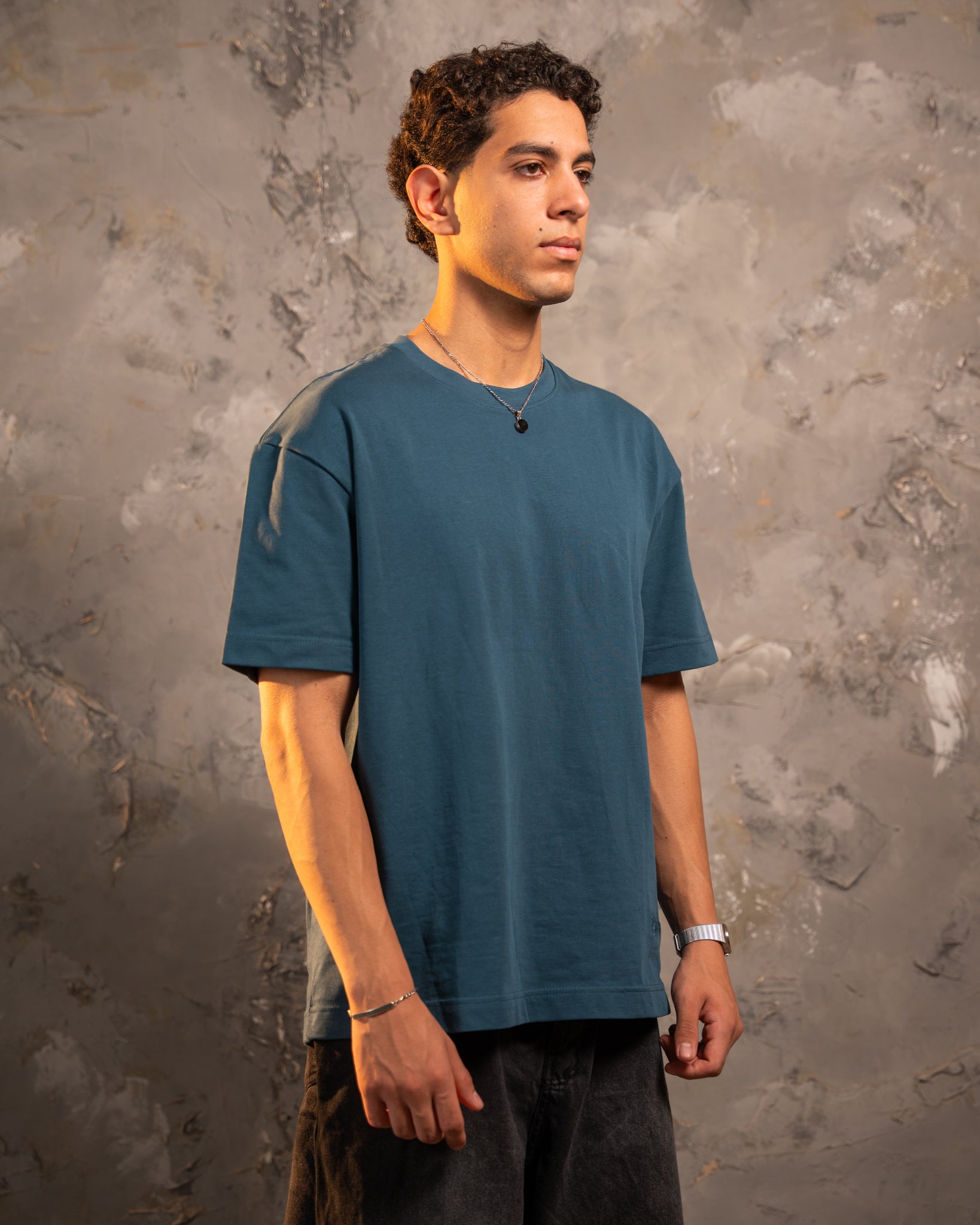 Blue Relaxed Fit Basic Tee