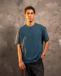 Blue Relaxed Fit Basic Tee