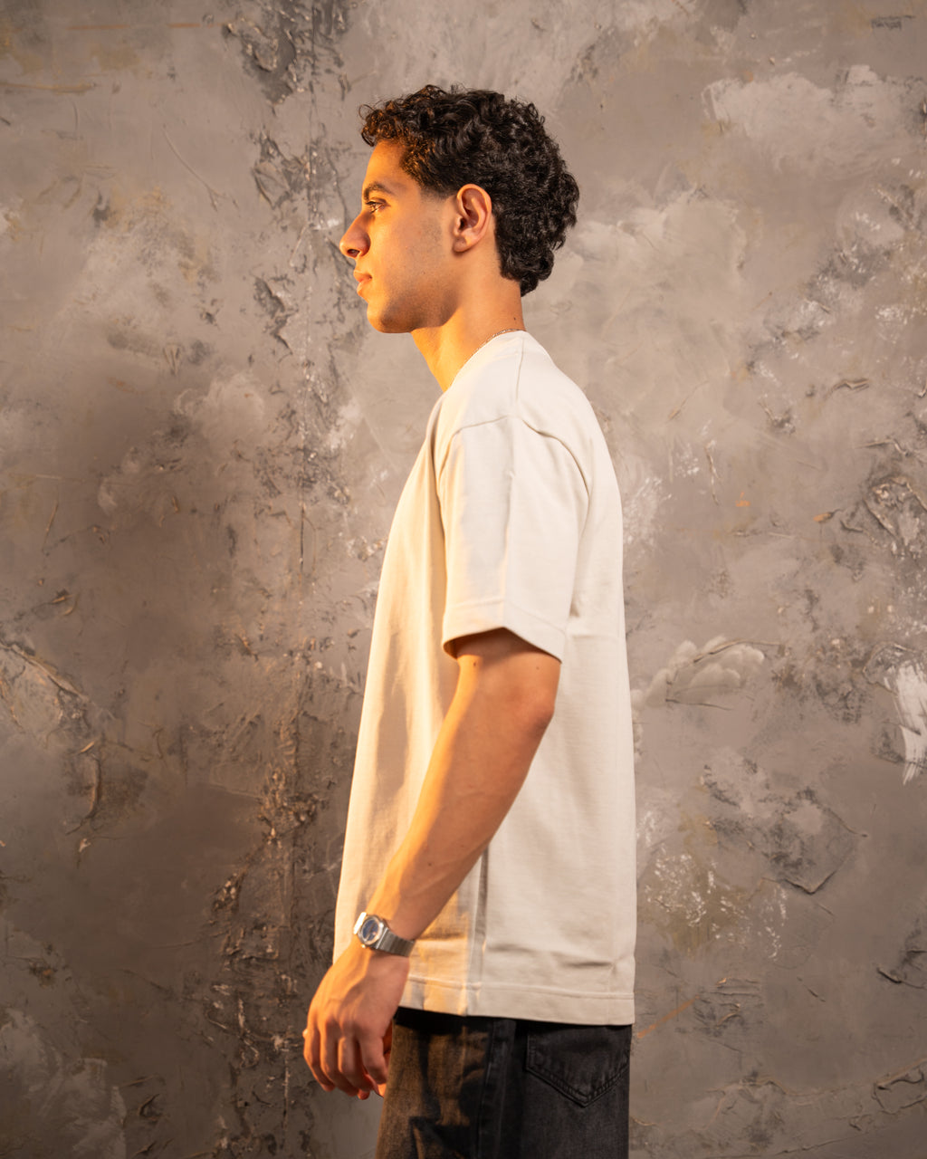 Light Greige Relaxed Fit Basic Tee