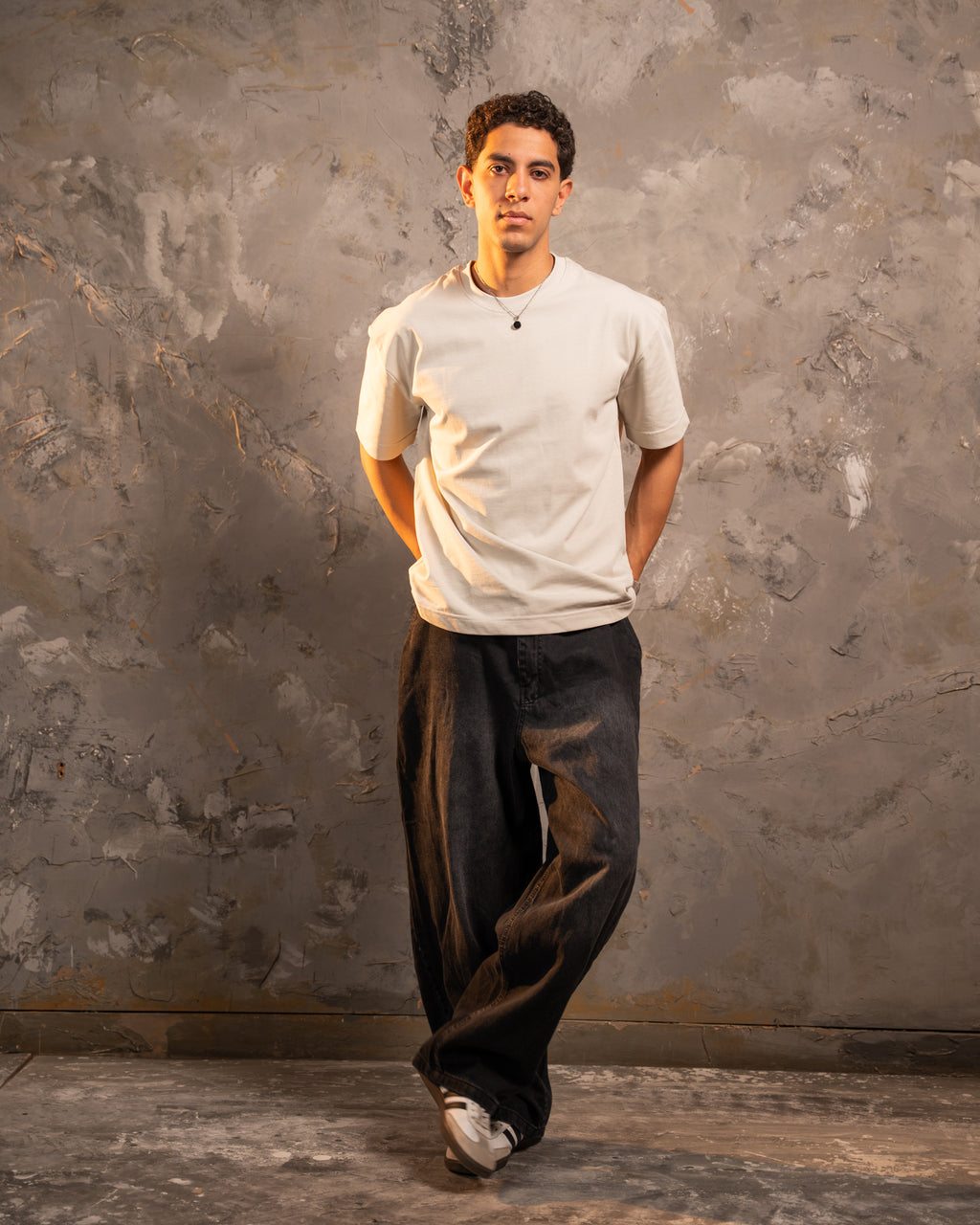 Light Greige Relaxed Fit Basic Tee