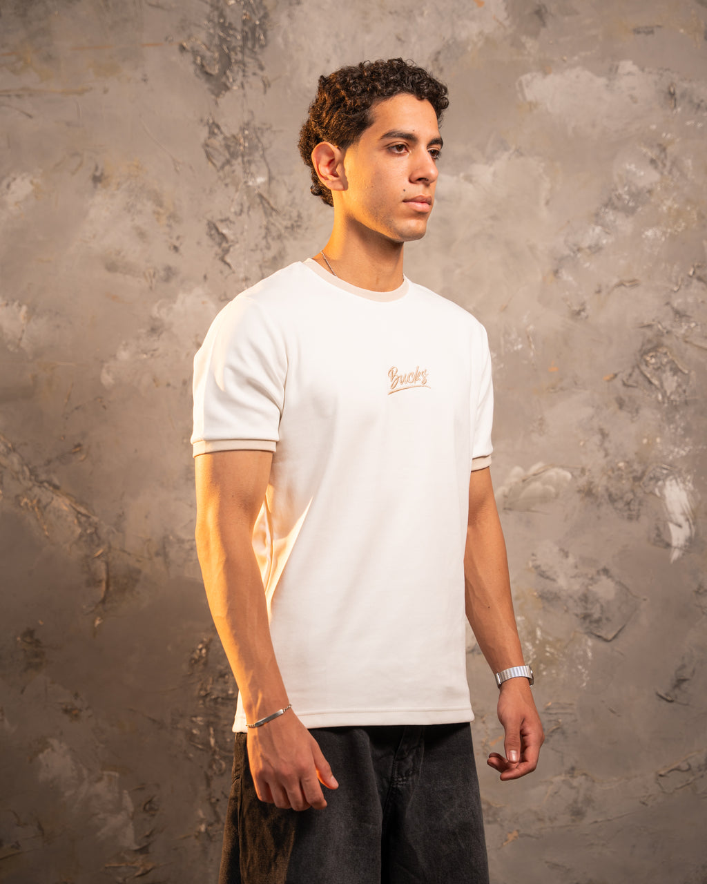 Siganture White & Beige Ringer Tee