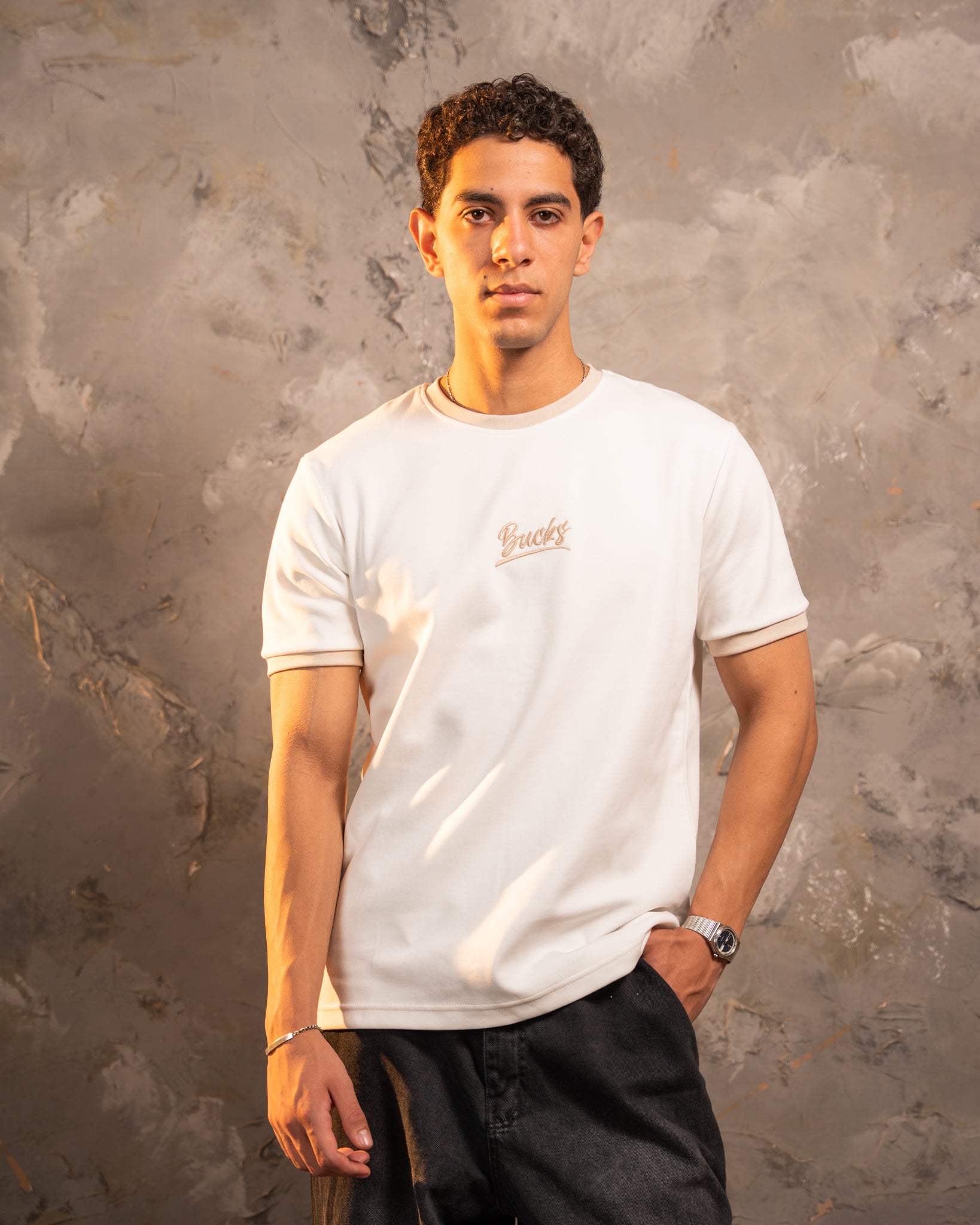 Siganture White & Beige Ringer Tee