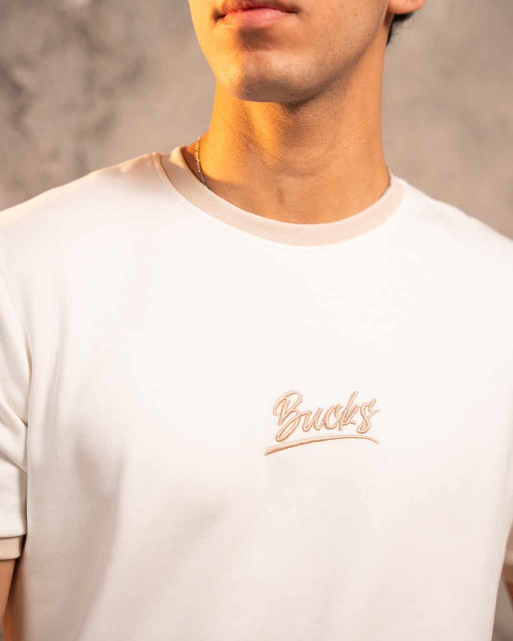 Siganture White & Beige Ringer Tee
