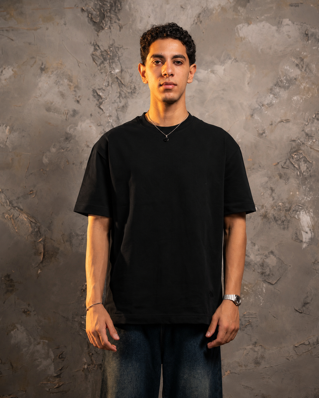 Black Relaxed Fit Basic Tee