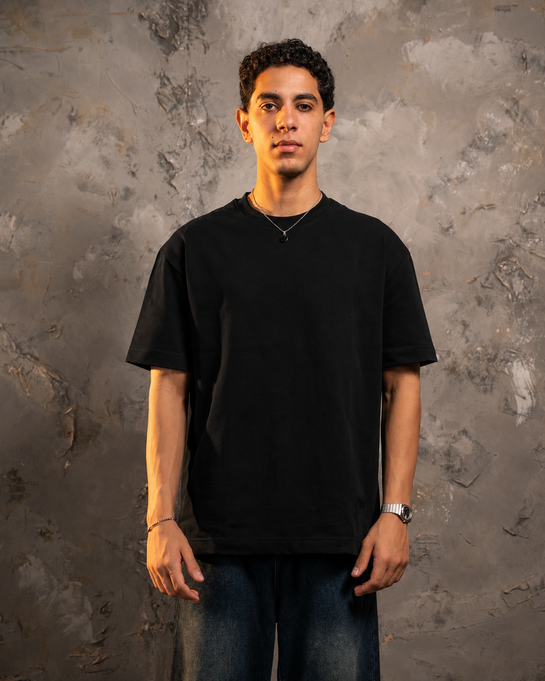 Black Relaxed Fit Basic Tee