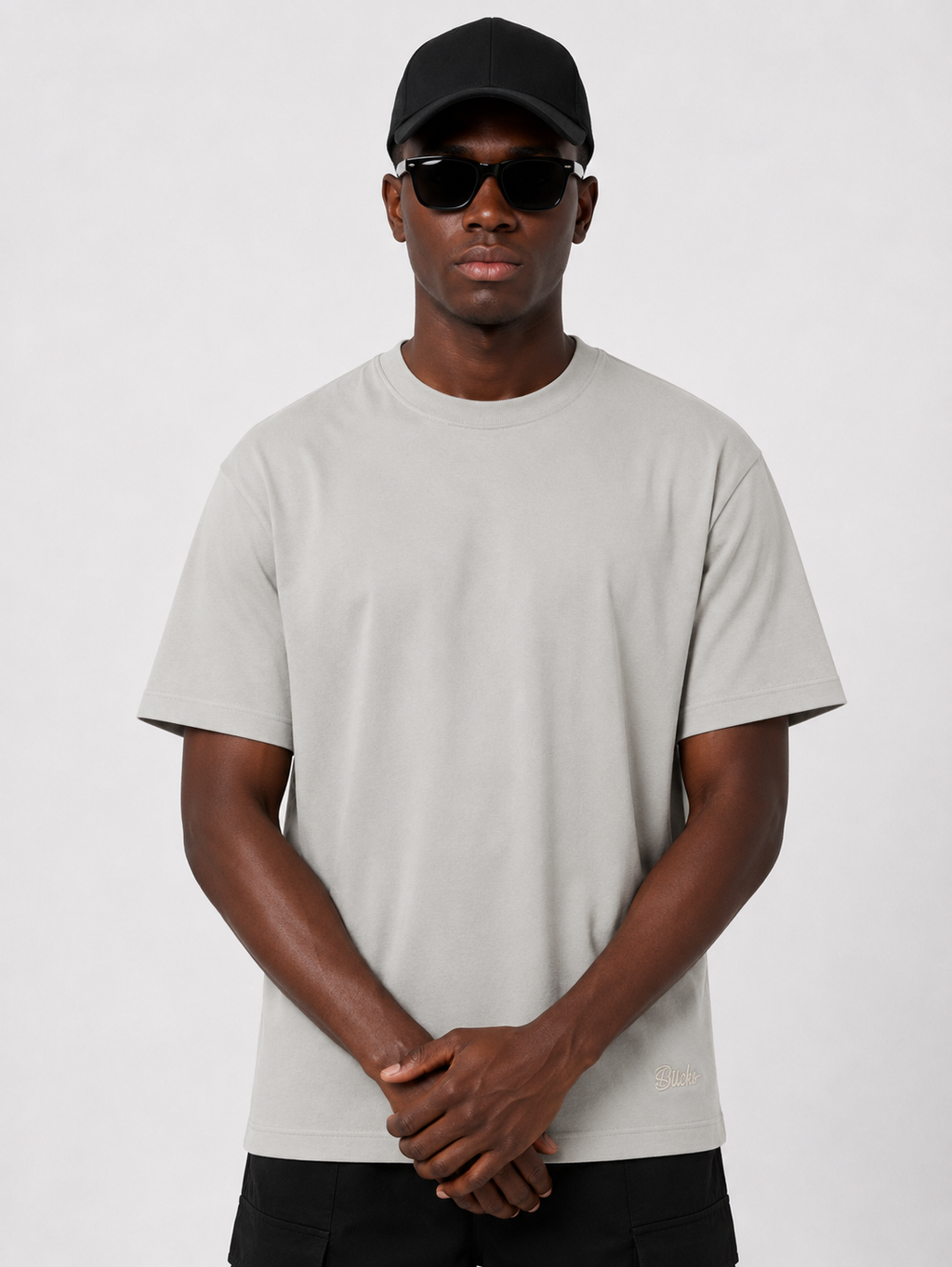 white oversized tee