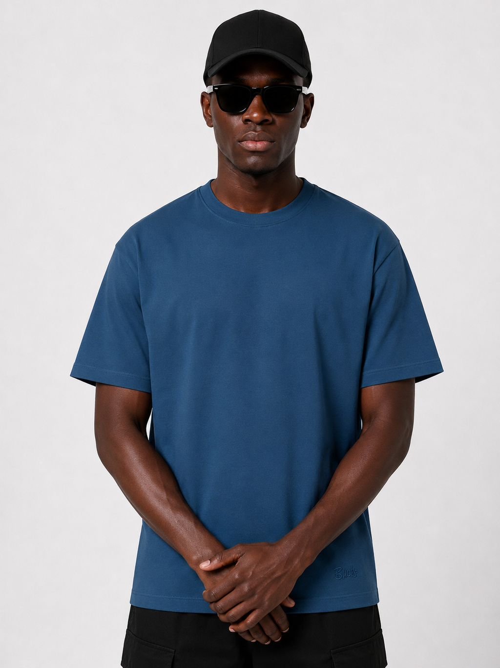 blue oversized tee