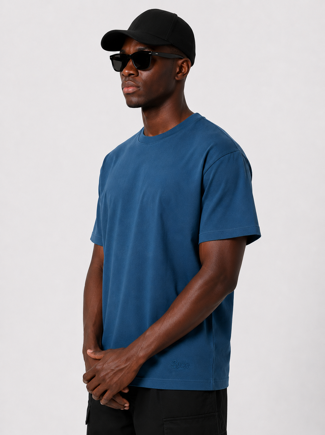 blue oversized tee