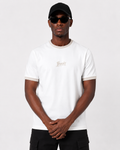 Premium White & Beige Ringer Tee