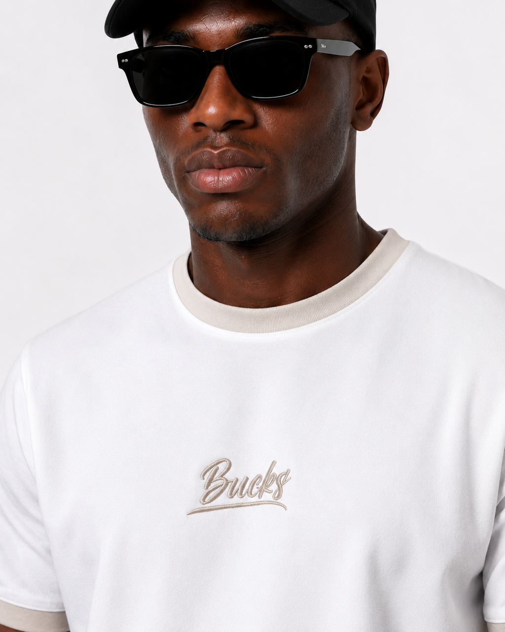 Premium White & Beige Ringer Tee