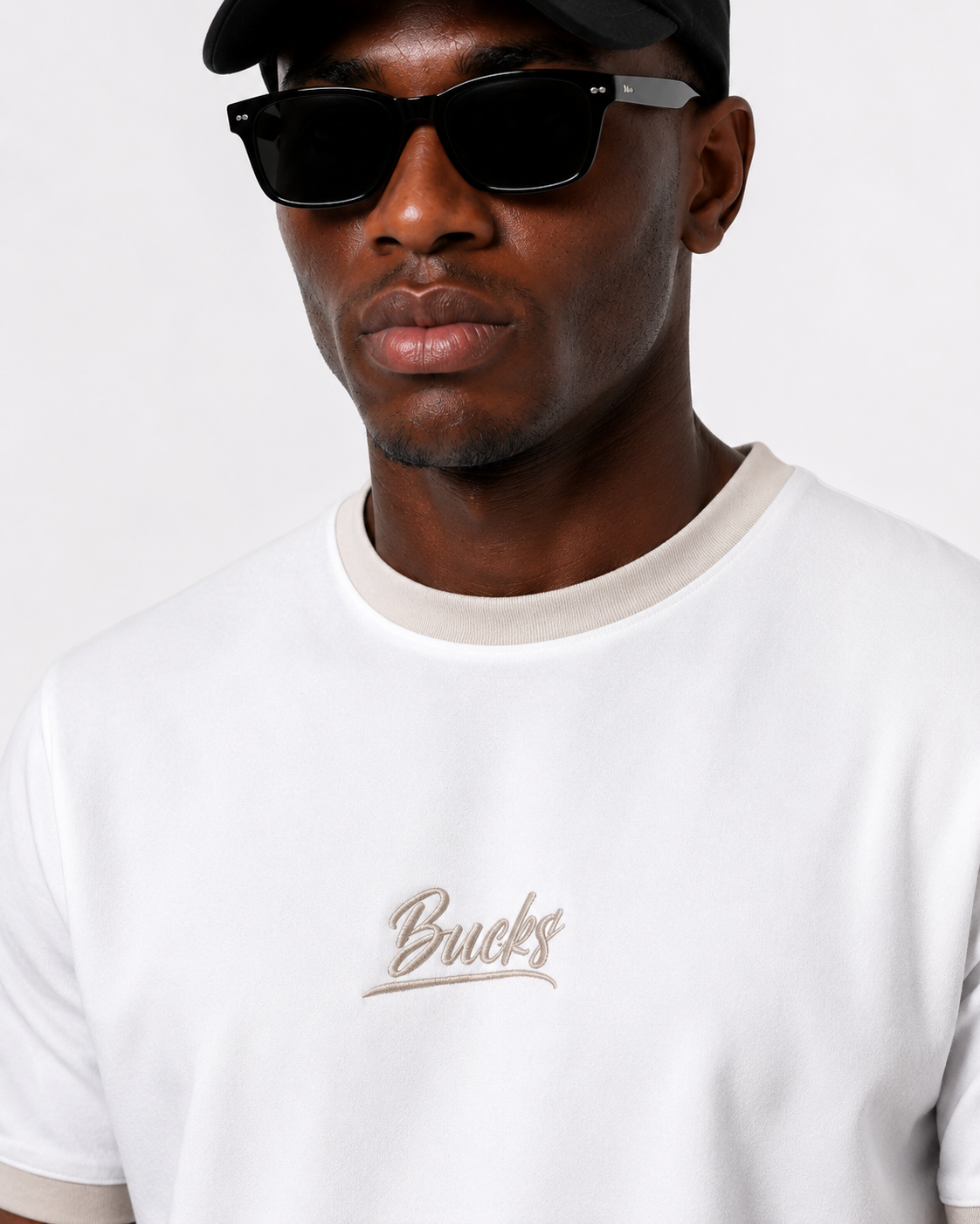 Premium White & Beige Ringer Tee