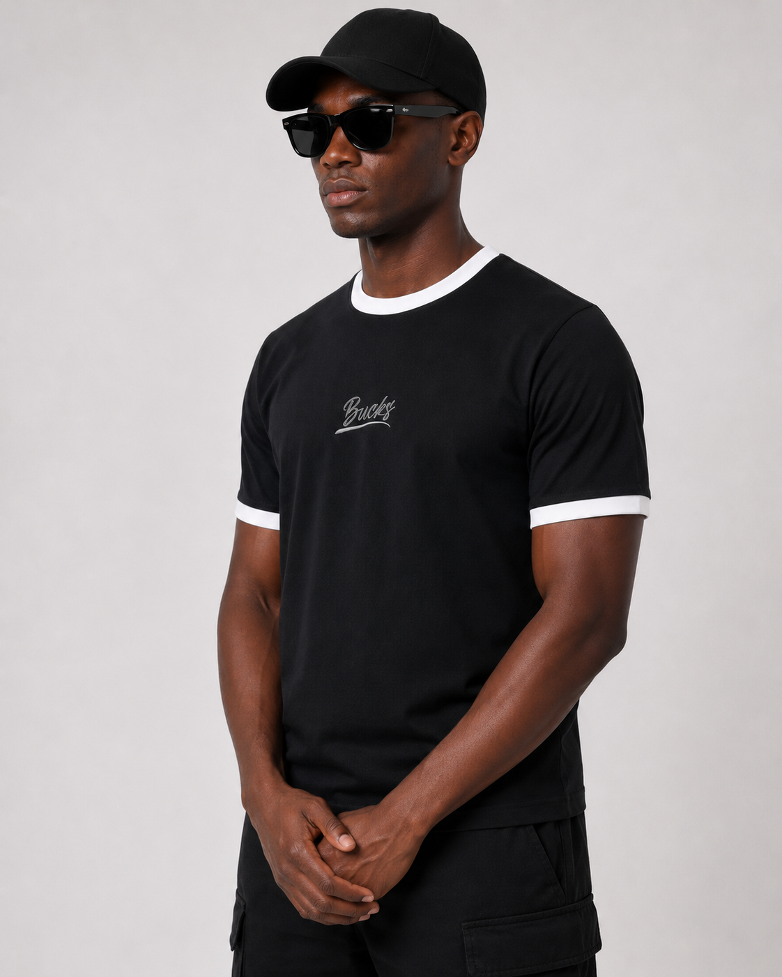 Premium Black & White Ringer Tee