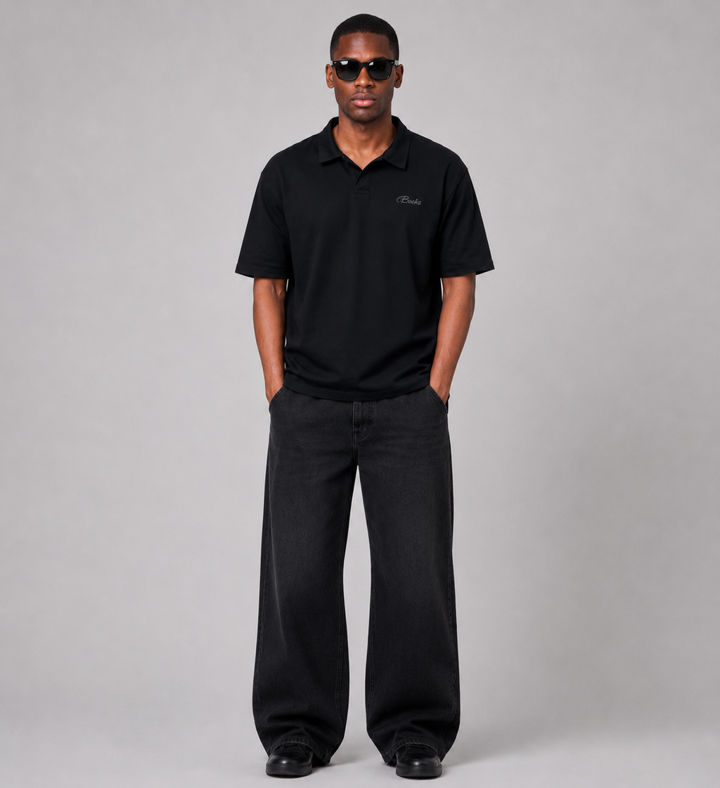 black polo shirt