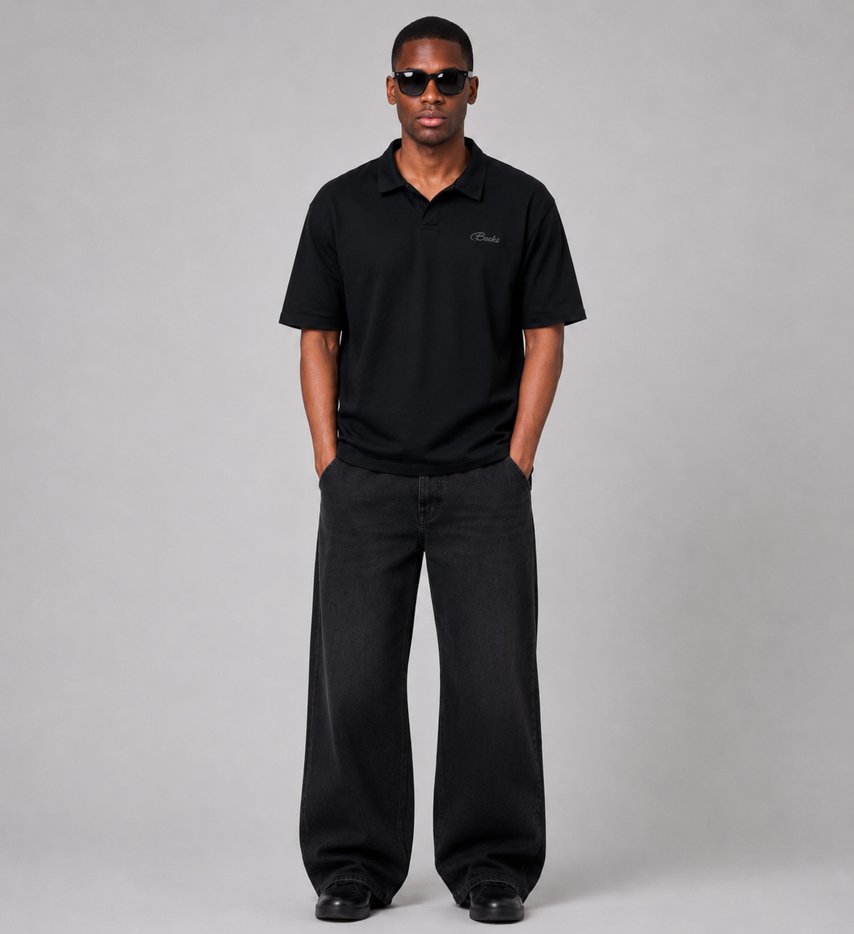 black polo shirt